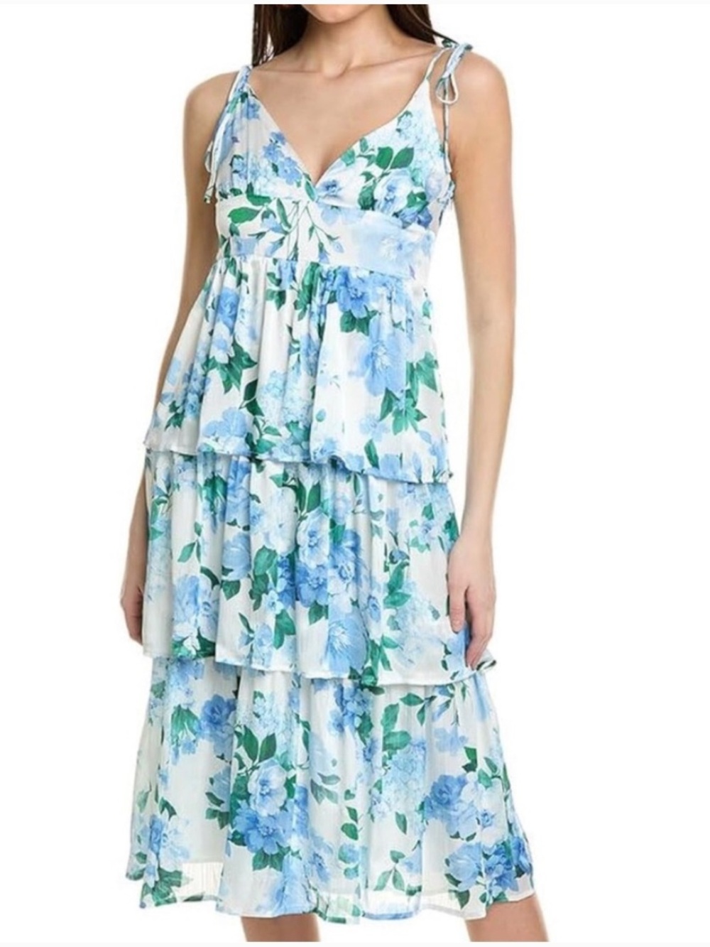Line & Dot Lisette Midi Dress S - Blue Florals